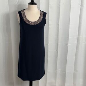 R & M Collection Sleeveless Sheath Dress Embellished Beads & Rhinestones